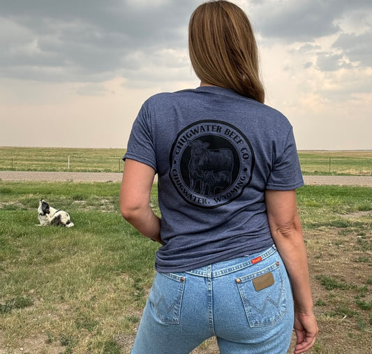 Chugwater Beef Co. Unisex Adult Short Sleeve T-Shirt Heather Dark Navy