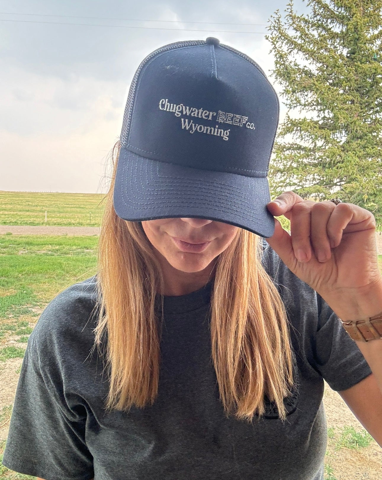 Chugwater Beef Co. Navy Snapback Trucker Cap